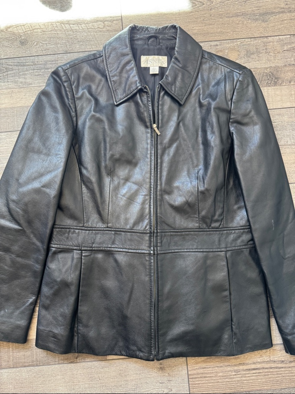 Casual Corner Black Leather Zip-Front Women's Jacket